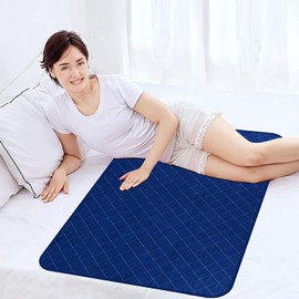 Bed Pads Washable Large 34'' x 52''(1 Pack), Waterproof Incontinence Under Pads for Adults and Kids, Reusable Sheet Pad Protector, Navy