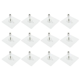 Moicstiy 12 Pcs Adhesive Hooks Screw Hanging Wall Hooks Transparent Waterproof Reusable Seamless Sticky Hooks for Kitchens, Bathroom, Office(Screw Length: 0.5inch)