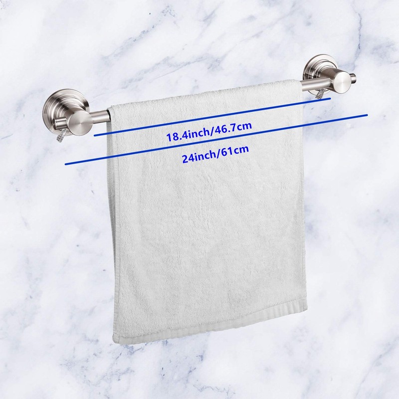 JiePai 24 inch Suction Cup Towel Bar,Towel Racks for Bath,Brushed