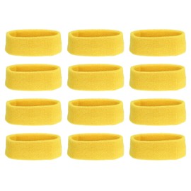 PATIKIL Sweatband Headbands, 12 Pcs Terry Cloth Sweat Band for Women Men Sports Basketball Tennis Athletic Gym Working Out, Yellow