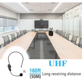 XUJAIOLQP UHF Wireless Microphone Headset, Wireless Headset Mic ＆Handheld Mic 2 in 1, 165ft Range for Karaoke Speaker, Amplifier, Mic Speakers, PA System, Teaching, Fitness