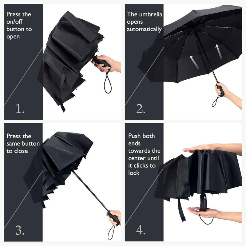 UK-UNIQUE Windproof Umbrella Windproof Travel Umbrella - Compact, Light, Automatic,