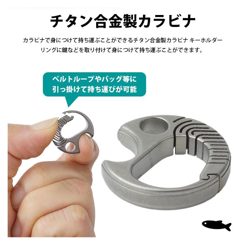 Keychain, Carabiner, Titanium Alloy, Keyring, Small, Lightweight, Portable, Compact, Outdoor,