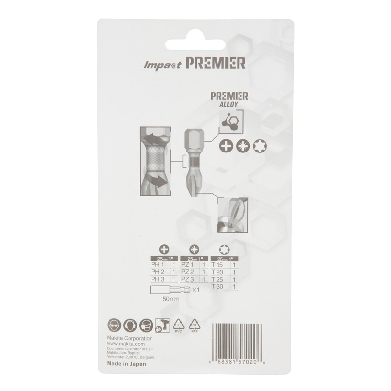 Makita E-03567 Impact Premier Torsion Bit Set 11-Piece Bits PH,