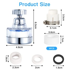 Water Filter Tap Water Filter Drinking Water Tap Filter with 9 Pieces PP Cotton Filter Element and Connector 360° Rotating Tap Attachment Tap Filter for Bathroom Kitchen
