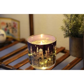 Fresh Orange Blossom Scented LED-Glow Scented Candle| Unique STAR CITY NIGHT Patterns
