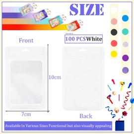 White Foil Ziplock Bags Small Smell Proof Bag Mylar Bags Holographic Packaging Bags,100pcs 7x10cm Resealable Storage Pouches Grip Seal Bags Clear Plastic Bags for Food Storage,Jewelry,Electronics