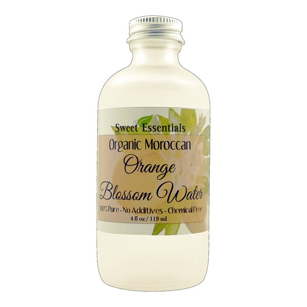 Organic Moroccan Orange Blossom (Neroli) Water | 4oz Glass Bottle w/Sprayer | Imported from Morocco | 100% Pure (Food Grade) Rich in Vitamin A & C. Perfect for Hydrating & Rejuvenating Your Skin
