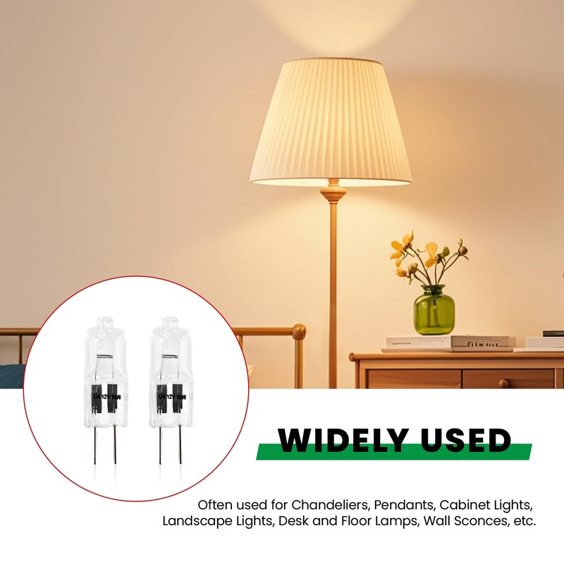 FENDITEK G4 12V 10W Halogen Light Bulbs with G4 Bi-pin