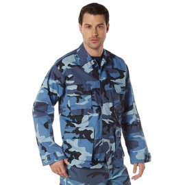 Rothco Twill BDU Shirt - Rugged Outdoor-Ready Shirt-Jacket - Sky Blue Camo - M