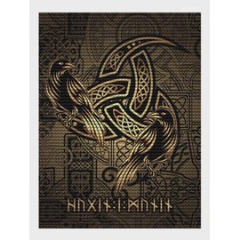 QAZWSX 5D Diamond Painting Kit for Adults and Kids, Viking Raven Round Full Drill DIY Diamond Art Kits for Home Wall Decoration 12x16 inch