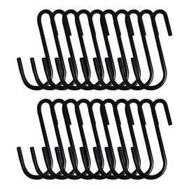 Aninako S Shape Hooks, Stainless Steel, 20 Pieces, Load Capacity 10kg, Hanging S Shape Hooks for Closet/Kitchen/Bathroom/Balcony/Office Use, Rust-Resistant, Durable, Secure, Stylish Fasteners (Black)