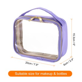 HARFINGTON Clear Toiletry Bag PVC Large Waterproof Transparent Makeup Bag with Handle & Zipper for Travel Carry on Airport Airline Christmas Gifts, Purple