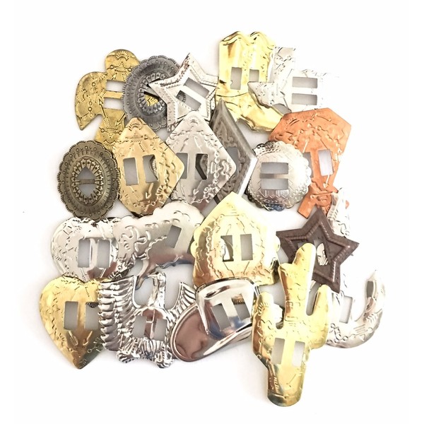 Dangerous Threads Conchos Grab Bag! Western Styles, Mixed Shapes and Sizes, Slotted; 50 Pieces