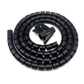 BuxiuGK Universal Cable Tube 28 mm x 2 m Plastic Flexible Cable Organisation with Retractable Aid for Bundling Cables for Computers, TVs, Black
