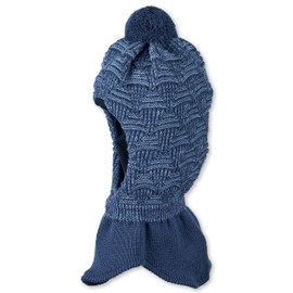 Sterntaler Unisex Children's Scarf Hat Toddler Scarf Hat Knitted Diamond Pattern, mid-blue