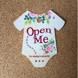 HANDRA 50pcs Onesie (i) Drink Me Tags, Eat Me, Take Me, Open Me Alice in Wonderland Baby Shower, Onederland, Birthday Party Theme (Open Me)