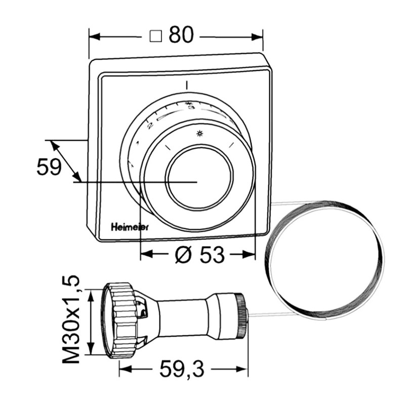TA Heimeier Thermostat-Kopf Ferneinsteller Kapillarrohr 5 m, 2805-00.500
