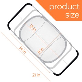 Sheffsky Expandable Strainer Over The Sink Colander - Premium 6 Quart Oval Fine Mesh Stainless Steel Colander Over the Sink with Rubber Grip Handles - Large Sink Strainer Basket for Kitchen Sink
