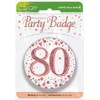 OakTree 3" Badge 80th Birthday Sparkling Fizz Rose Gold Holographic