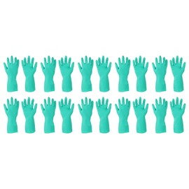 MECCANIXITY Nitrile Chemical Resistant Gloves, Industrial Gloves Anti-Slip Protective Safety Work Glove for Cleaning Dish Washing Resist Acid Alkali, X-Large,Green, Pair of 10