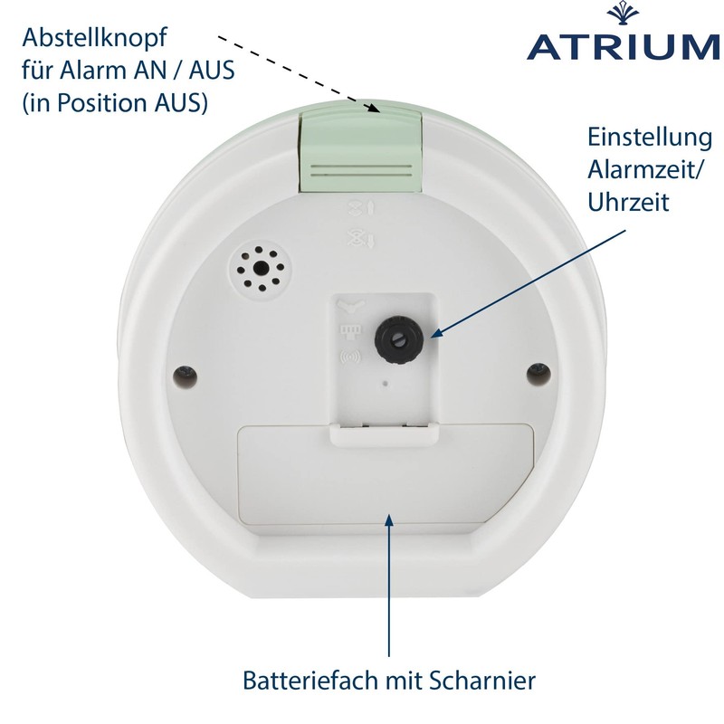 Atrium Modern Design Alarm Clock Analogue Quartz without Ticking with