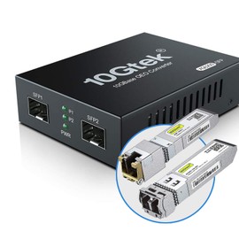 10Gtek 10G Optical Media Converter G0200-SFP (Kit #31), 10GBase-T up to 30m, SFP + SR Module 300m MMF 850nm
