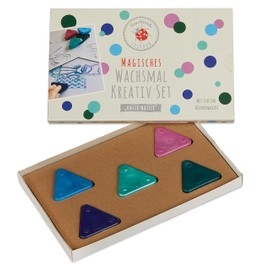 Lulubug Magic Wax Crayon Set, 4 Wax Triangles, 1 Wax Crayon, Triangle Metallic, 5 Stencils, Wax Crayons, Underwater Design