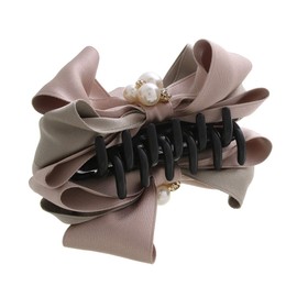 Vingtaine H7230-PK Pearl with Bijoux Ribbon Hair Claw Two Tone Elegance Party Wedding Party Hair Accessory