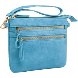 B BRENTANO - Mini bolso cruzado con cierre múltiple y detalles de borla, Azul Nn, Talla unica