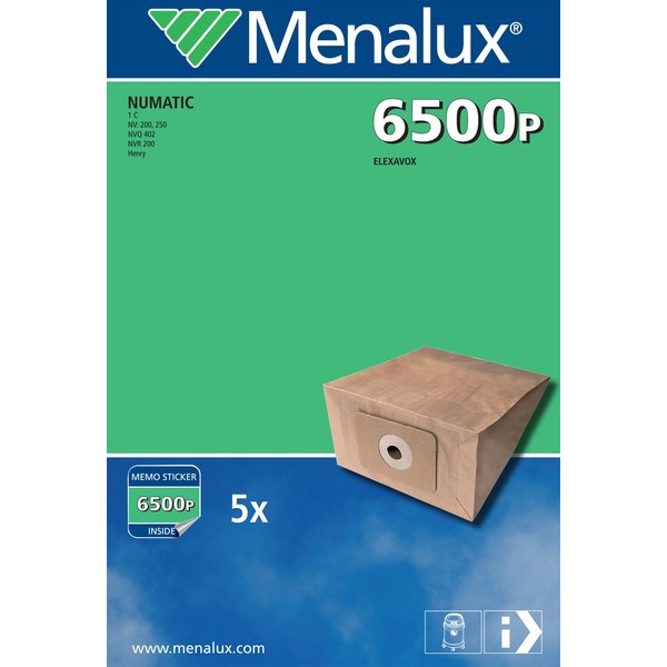 Menalux 6500P Paper Dustbags - Pack of 5