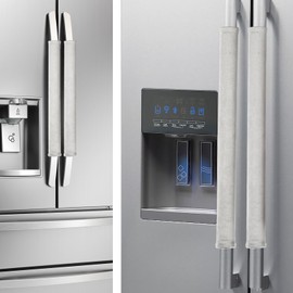 Refrigerator Door Handle Covers Set of 4, Make Kitchen Appliance Fridge Oven Microwave Dishwasher Clean,Protect Antiskid Washable Decor Cloth,Keep Off Smudges Fingerprint Oil Stain, Light Gray