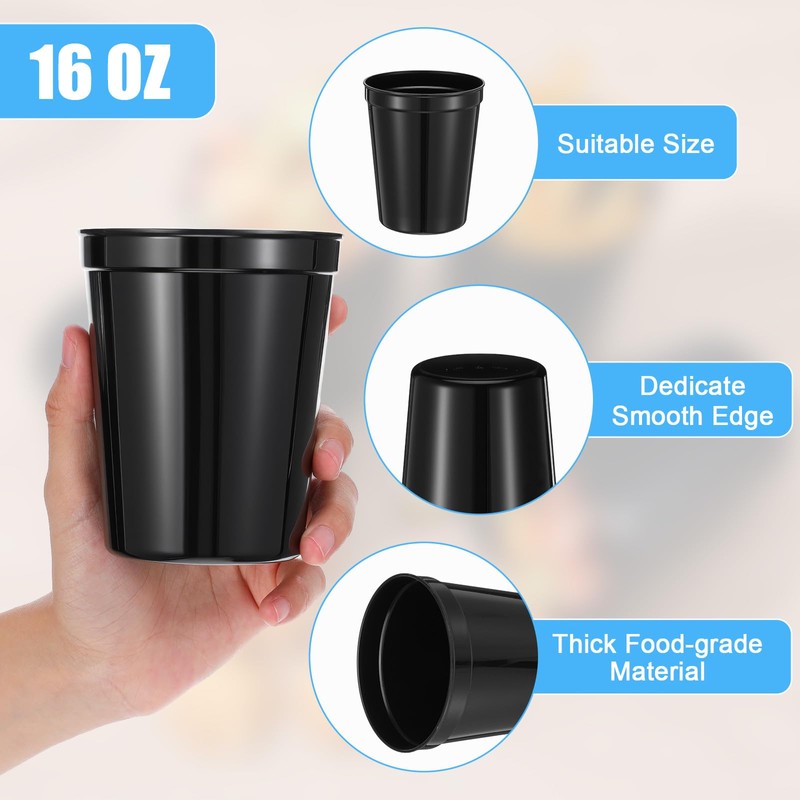 cobee 36 Pack 16 oz Reusable Blank Plastic Cups, Stadium
