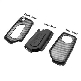 TANGSEN Estuche con llavero abatible para SCION IM TC XB TOYOTA C-HR COROLLA IM 3 botones entrada sin llave control remoto cubierta protectora personalizada, plástico fibra de carbono patrón, silicona negra