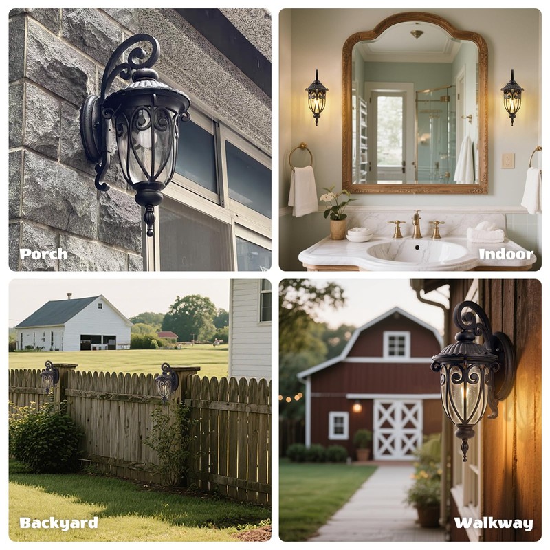 GOALPLUS 18 Inch Outdoor Porch Light with Wall Mount, Antique