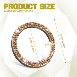 2PCS Bling Car Crystal Rhinestone Ring Emblem Sticker, Push to Start Button Cover/Sticker, Key Ignition Starter & Knob Ring, Car Interior Decoration Bling Car Accessories for Women