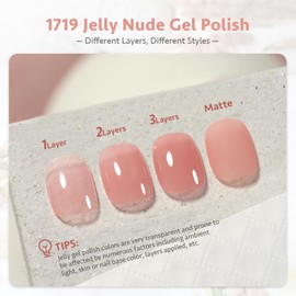 GAOY Jelly Nude Gel Nail Polish, 16ml Sheer Pink Translucent Gel Polish, UV Light Cure for Nail Art DIY, 1719 Blush Pink