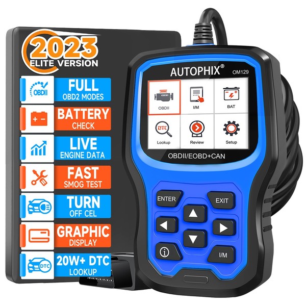 2023 Upgraded AUTOPHIX OM129 OBD2 Scanner 2-in-1 Battery Test Check Engine Fault Car Code Reader Full Live Data Vehicle Code Reader with All OBD2 Function Enhanced Code Definition Diagnostic Scan Tool