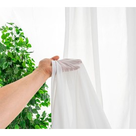 Cortinas transparentes de color blanco marfil de 102 pulgadas de largo, juego de 2 paneles, cortinas de ventana con bolsillo para barra de filtrado de luz, elegantes paneles de cortina
