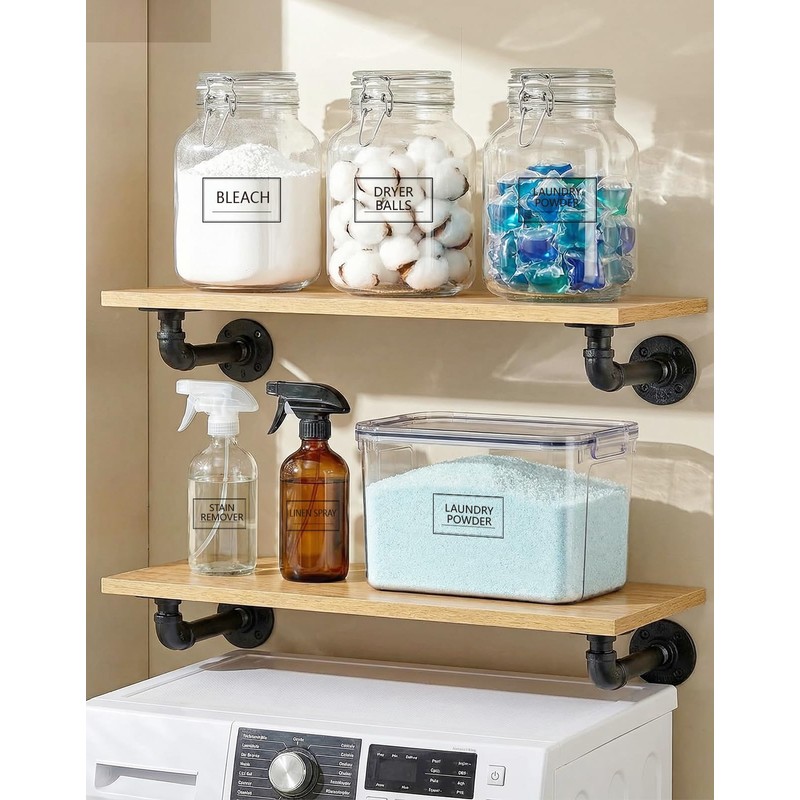 32PCS Laundry Room Labels Waterproof, Clear Laundry Labels for Jars,