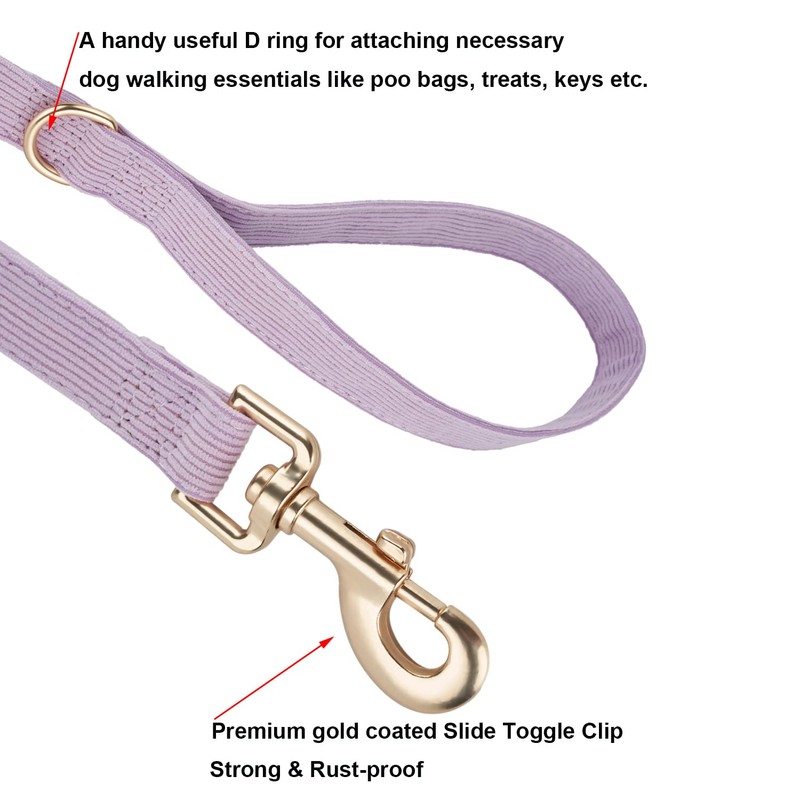 YUDOTE Dog Collar and Lead Set Large,Soft Non-Irritant Corduroy Collar