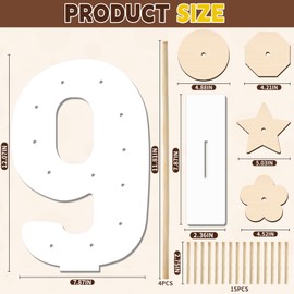 soleim 5 Pcs Donut Stand Set, Doughnut Party Supplies Include 1 Pc Digit Donut Wall Display Stand, 4 Pcs Doughnut Wall, for Birthday Wedding Baby Shower Party (White number 9)