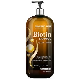 Majestic Pure Biotin Shampoo - Champú voluminizador para la caída del cabello - con bloqueador DHT-3 - Hidratante y nutritivo - Sin sulfato para hombr