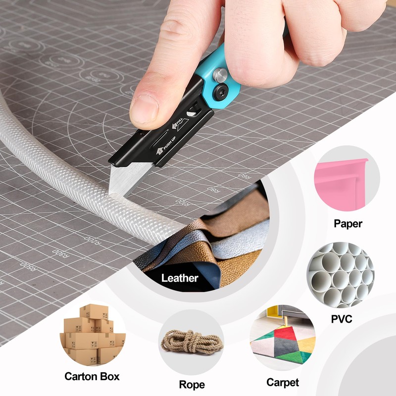 WORKPRO 3-Pack Folding Utility Knife, Razor Blade Knife with Safety