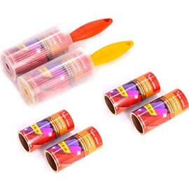 Pack of 2 lint rollers, 2 rods with 6 rolls, total 180 sheets, for all textiles and surfaces