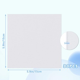 SHUESS 30 Pcs Blank Canvas for Painting - 15 x 15 cm (6 x 6 inch) Small Canvas Panel Boards - Pre Stretched Blank Art Canvases for Art, Acrylic Painting and Watercolour, 3mm Thick