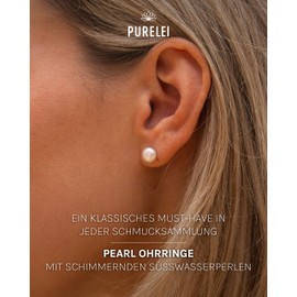 PURELEI® Pearl Earrings - Women's Earrings Made of Durable Stainless Steel - Waterproof Earrings Women - 0.64-0.69 cm Diameter - Fashion Jewellery for Your Individual Look, Stainless Steel, No