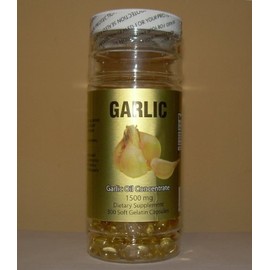 Garlic Oil Concentrate 1500 MG, Cholesterol Free, 300 Soft Gelatin Capsules