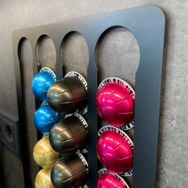 Capsule Holder for Nespresso Storage Holder Vertuo Capsules Wall No Drilling Capsule Dispenser Organiser Holder (Black - for Nespresso Vertuo)