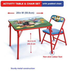 Mickey Mouse Table & Chair Set for Toddlers 24-48M, Includes 1 Table & 1 Chair [Amazon Exclusive] Table: 20"L x 20"W x 16.4"H, Chair: 12"L x 11.6"W x 17"H - Weight Limit: 70 lbs